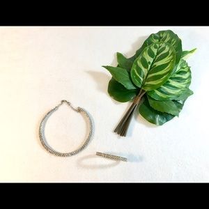 Crystal short necklace and bracelet set